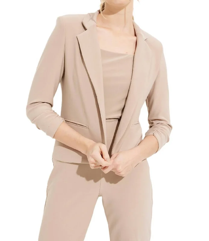 Cropped Blazer In Latte Holiday Discount