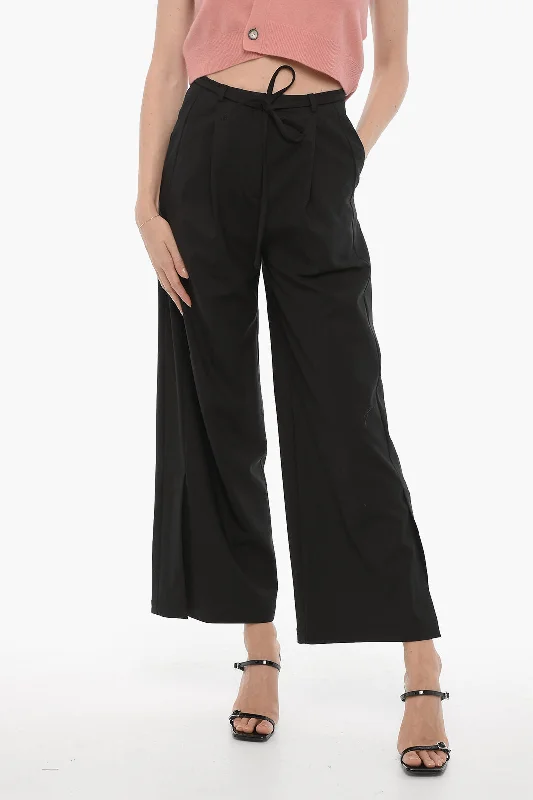 Eudon Choi Single-Pleat Wide Leg Wool TANDIN Pants Elegant Women's Attire