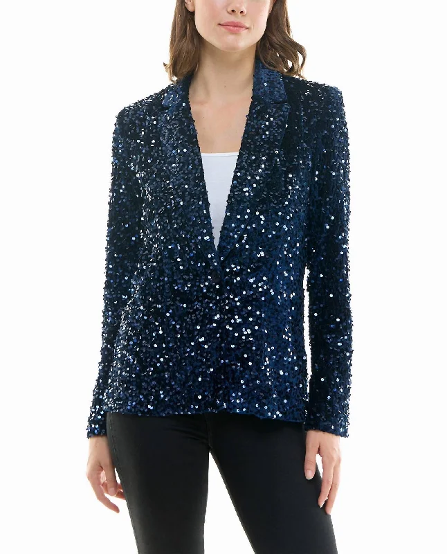 Dani Velvet Sequin Jacket In Navy Extreme Clearance Deals