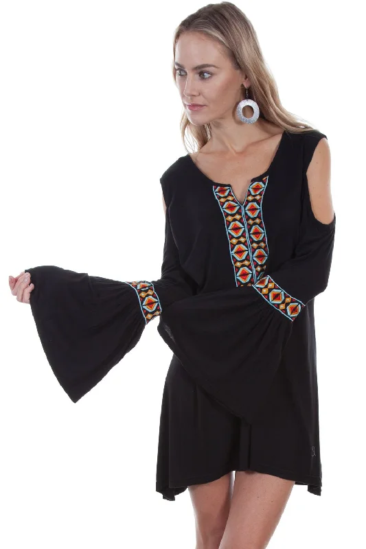 Scully Womens Black Viscose Aztec L/S Tunic Women's Elegant Outfit