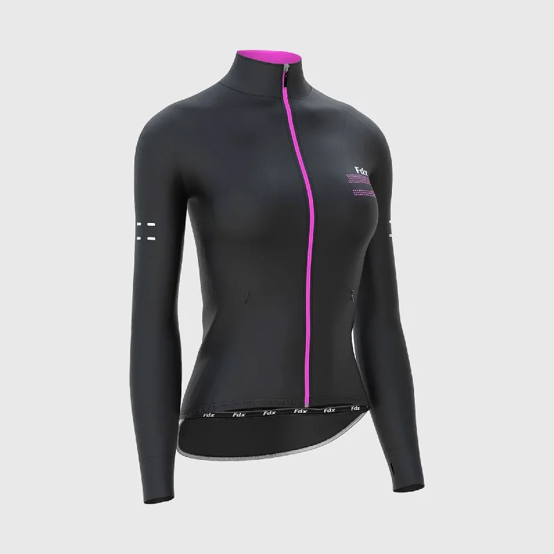 Fdx Arch Women's & Girl's Pink Thermal Roubaix Long Sleeve Cycling Jersey Plus-Size Women's Clothing