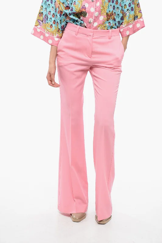 Versace Wool Flared Pants With Front Pleats Outfits For Women