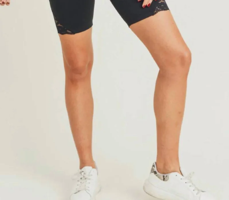 Lace Biker Babe Shorts In Black Sale Clothes Online