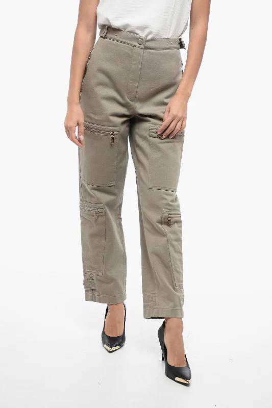 Fendi Twill Cotton Cargo Pants with Zipped Pockets Women's Resort Garments