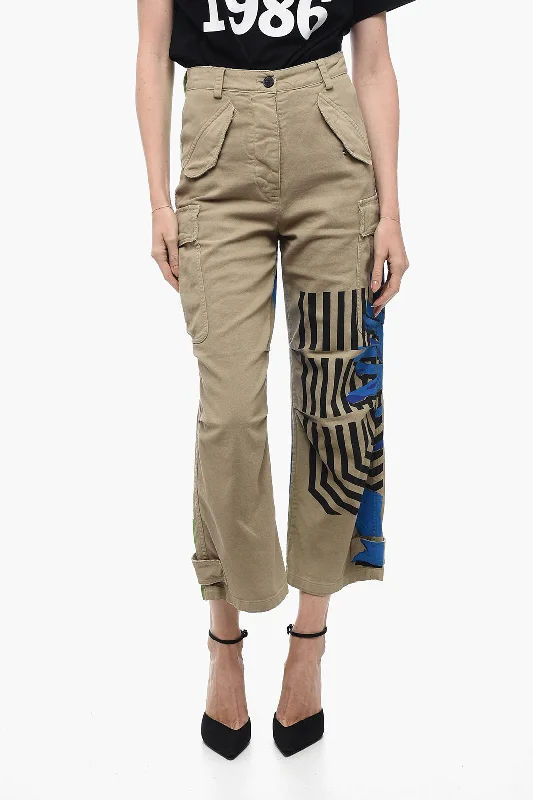 Dior Cargo Pants with FLOWER POP Pattern Clothes Woman