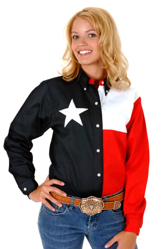 Roper Womens Texas Navy Blue 100% Cotton L/S Western Star Flag Shirt Best Clearance Sales Right Now