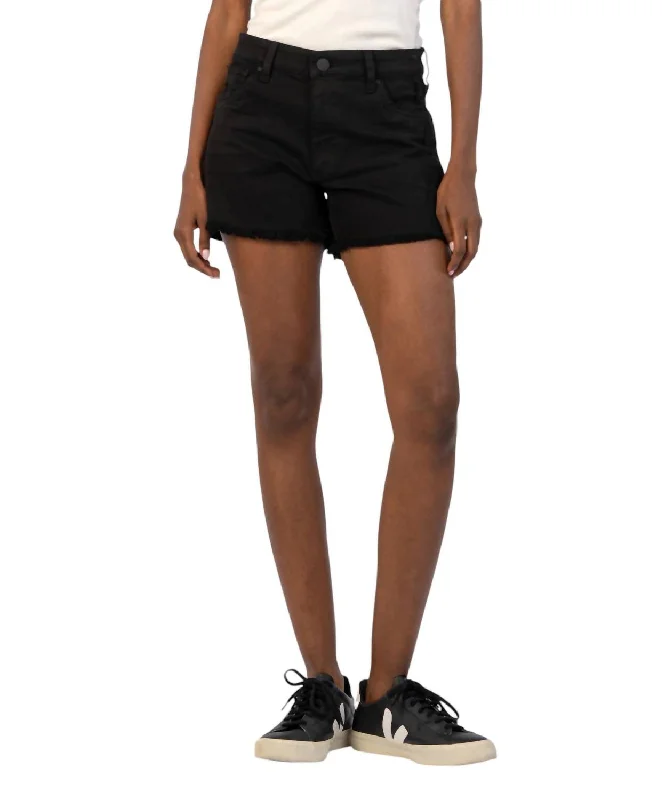 Jane High Rise Shorts With Fray Hem In Black Exclusive Women's Fashion Collection