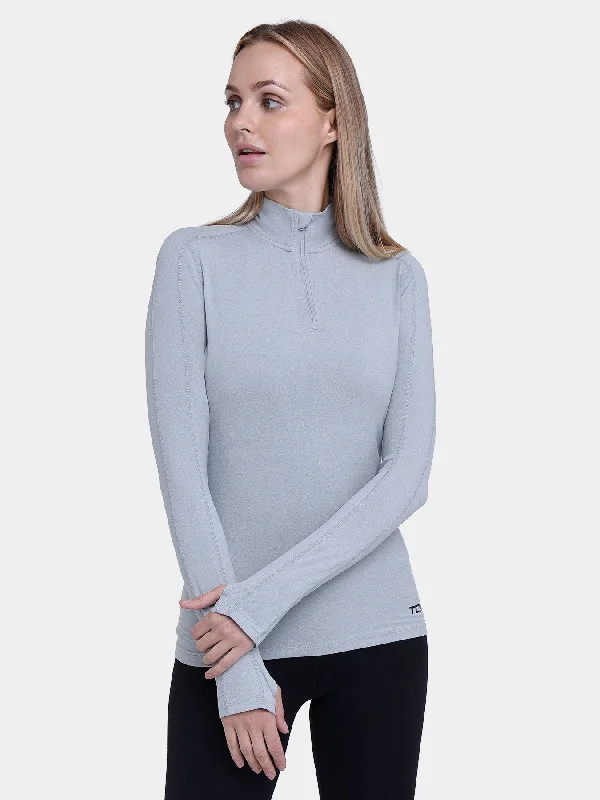 Fusion Half Zip Running Top For Women With Thumbholes & Back Zip Pocket Women's Contemporary Apparel