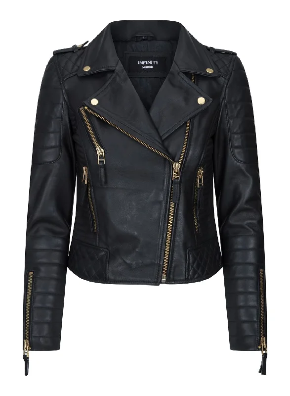 Cross Zip Motorcycle Brando LeatherJacket Formal Attire For Women