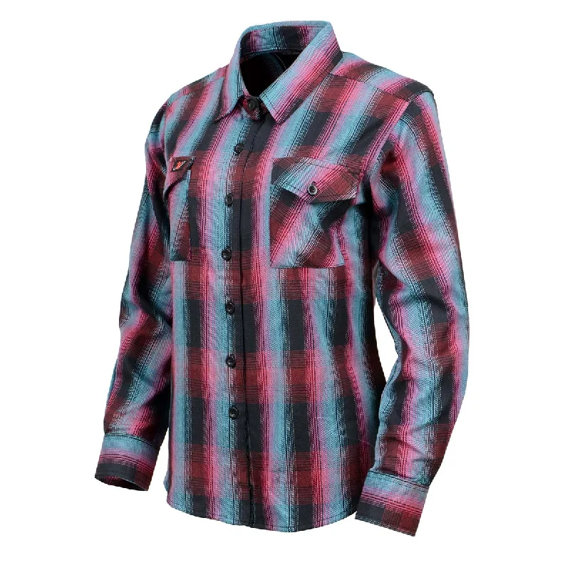 Milwaukee Leather Women's Black and Pink with Blue Long Sleeve Cotton Flannel Shirt MNG21612 Women's Trendy Outfits