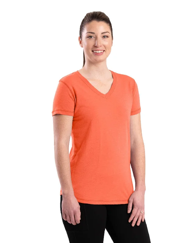 Berne Coral Cotton Blend Ladies Lightweight Performance V-Neck S/S Sale Clothes Online