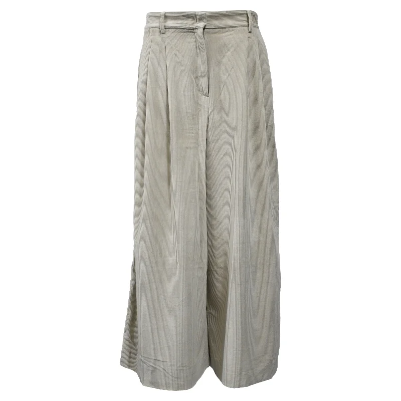 Weekend Max Mara Wide Leg Pants in White Corduroy Women's Clothing For Travel