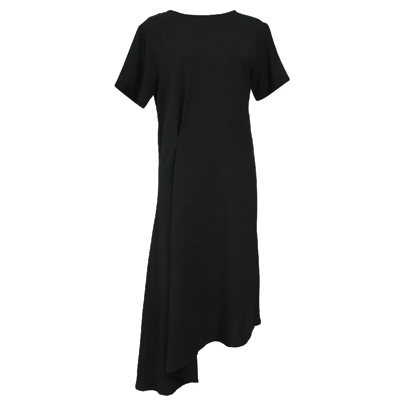 Ann Demeulemeester Asymmetric Dress in Black Wool Women's Vintage-Inspired Outfit