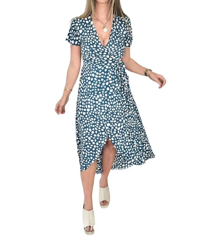 Castaway Wrap Dress In Pebble Print Women's Clothing