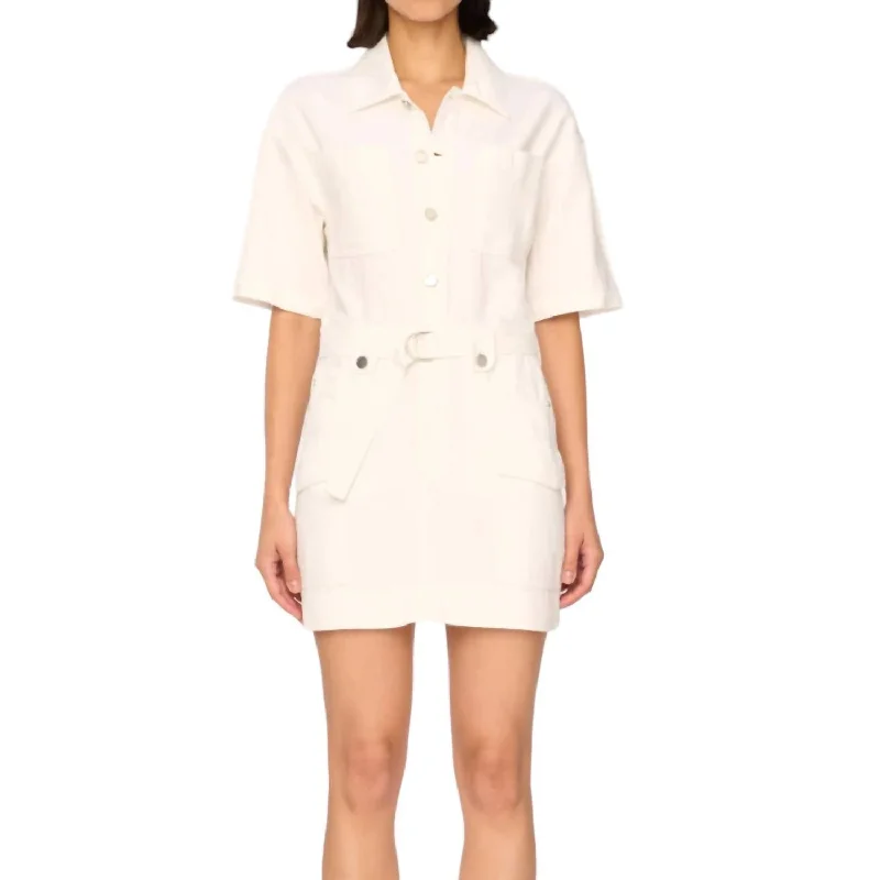 Coletta Twill Dress In White Bold and Elegant Women's Fashion