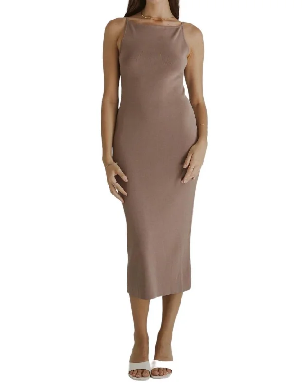 Elyse Dress In Tan Women's High-Fashion Clothes