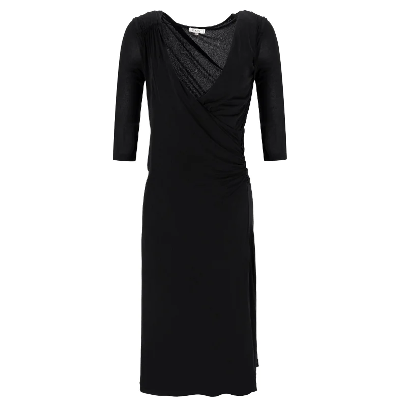 Etro Faux Wrap Ruched Dress in Black Viscose Casual Attire For Women