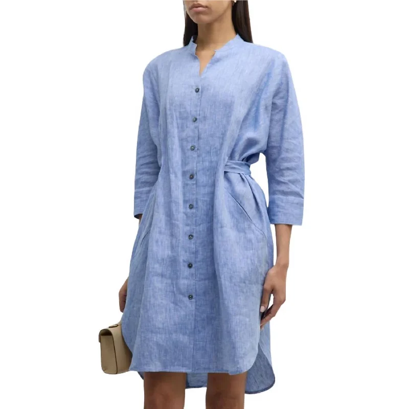 Fresia Caftan Dress In Denim Blue Casual Dresses for Women