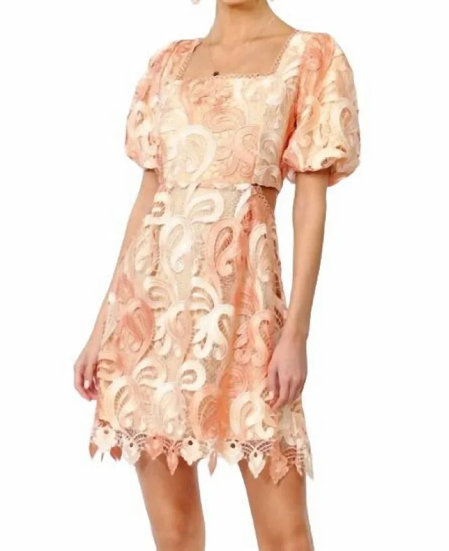 Giselle Ombre Lace Dress In Coral Comfortable Lounge Clothing