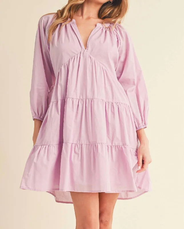 Jenay Tiered Dress In Lilac Street Style Fashion