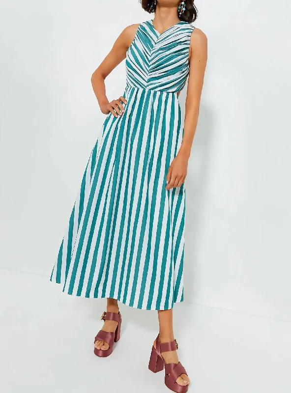 Kathleen Dress In Emerald Stripe Casual Clothes For Women