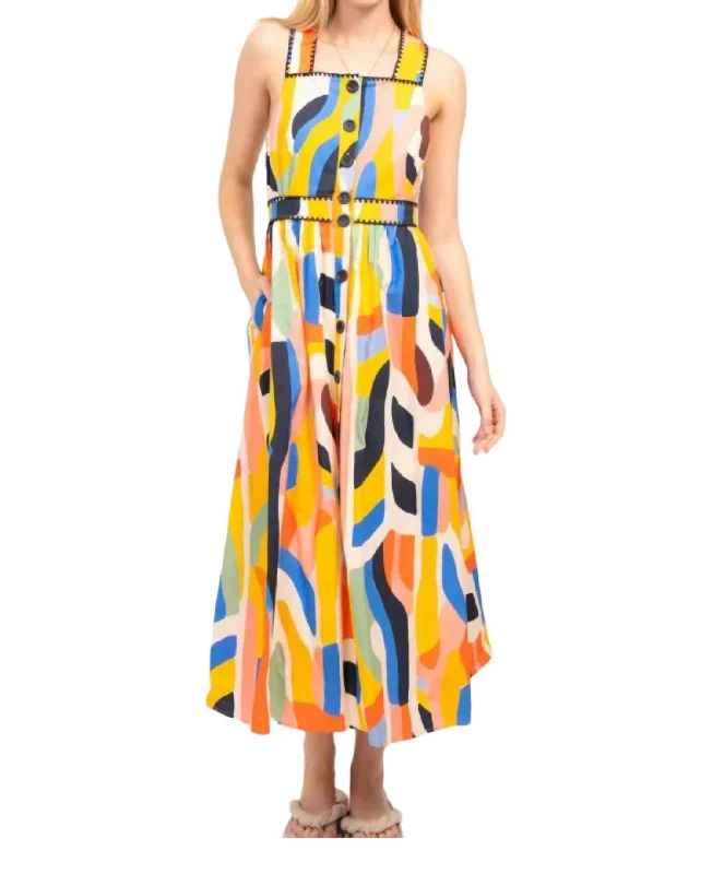 Lucy Apron Dress In Multi Print Women's Holiday Outfit