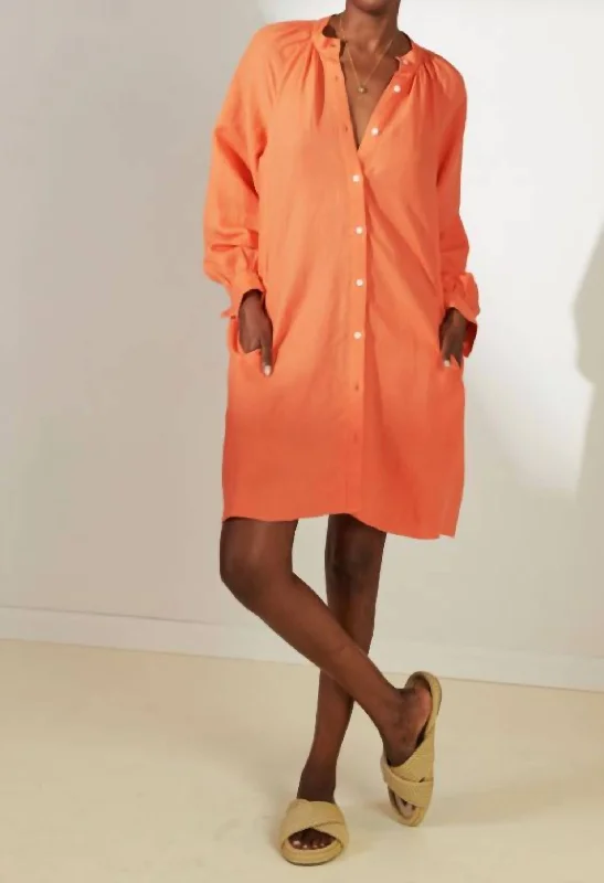 Meaza Button Up Dress In Kelemi Coral Women's Formal Event Clothing