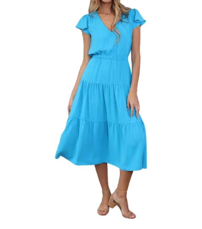 Meredith Dress In Safari Blue Women's Vacation Outfit Set