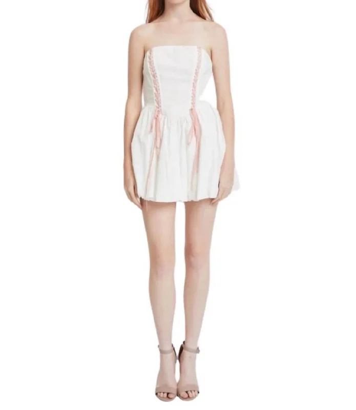 Mini Balloon Dress In Off White Women's Clothing For Outdoor Activities