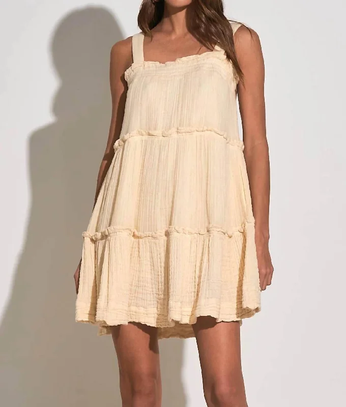 Mini Tank Ruffle Summer Dress In Ivory Best Clearance Sales Right Now