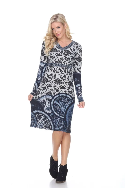 Naarah Embroidered Sweater Dress In Blue Women's Relaxed Clothes