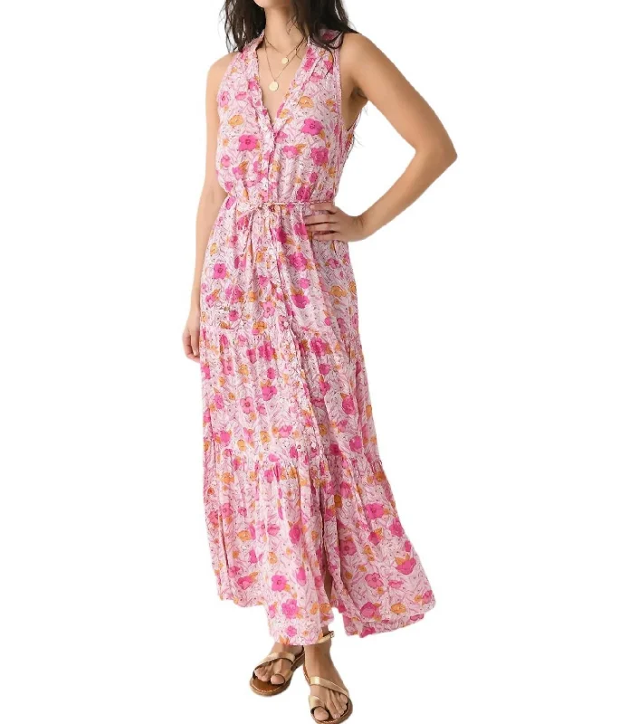 Nana Long Dress In Pink Petunia Women's Urban Clothing