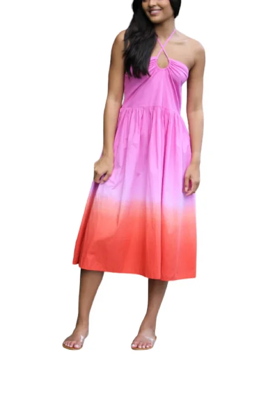 Ravin Dress In Pink/orange Women's Clothing For Outdoor Events