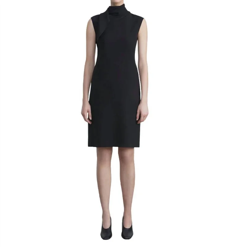 Responsible Finesse Crepe Scarf Dress In Black Charming Women's Outfit For Special Occasions