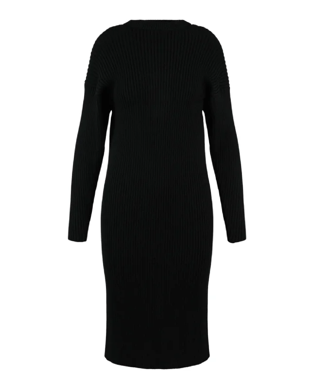 Ribbed Open Back Midi Sweater Dress Timeless Women's Fashion Styles