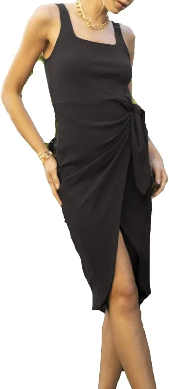 Shawna Side Tie Dress In Black Women's Clothes Online Shopping