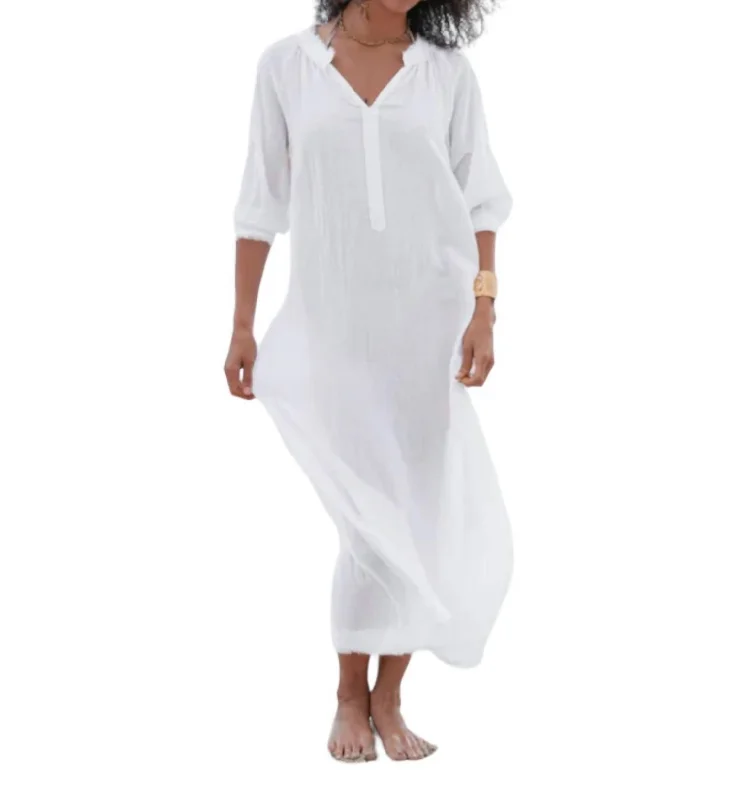 Suri Maxi Tunic Dress In White Clothing Woman