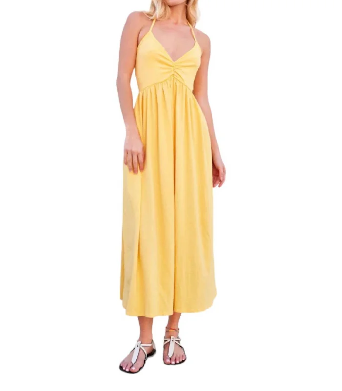 Tie Back Dress In Sun Yellow Women's Office Clothing