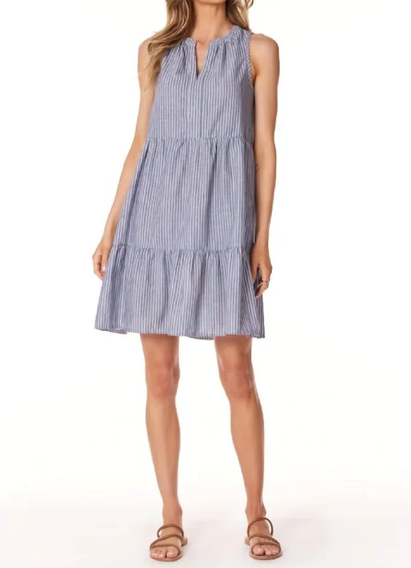 Tiered Tank Dress In Navy Women's Transitional Outfit