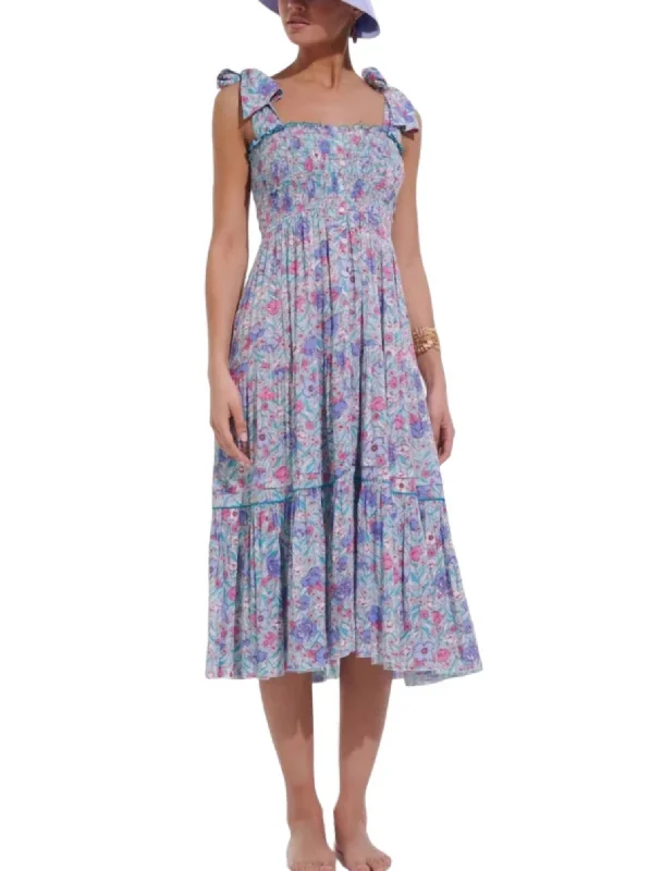 Triny Long Dress In Aqua Petunia Classic Women's Clothing Styles