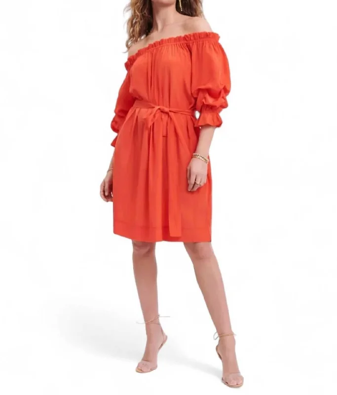 Tulum Ruffle Dress In Orange Women's Professional Outfit