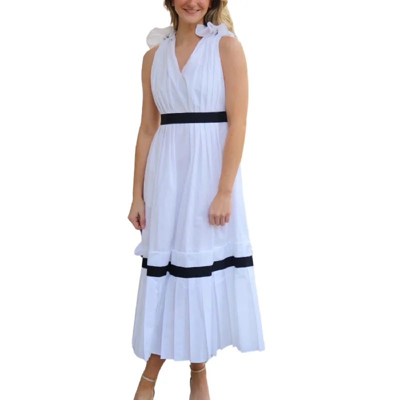 V-Neck Dress In White Sale For Women