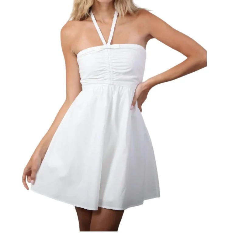 Willow Halter Babydoll Dress In White Casual Outfit For Women