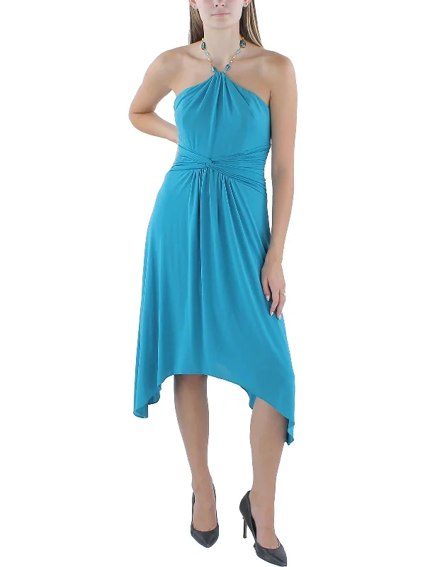 Womens Boning Twist Front Halter Dress Weekend Sale