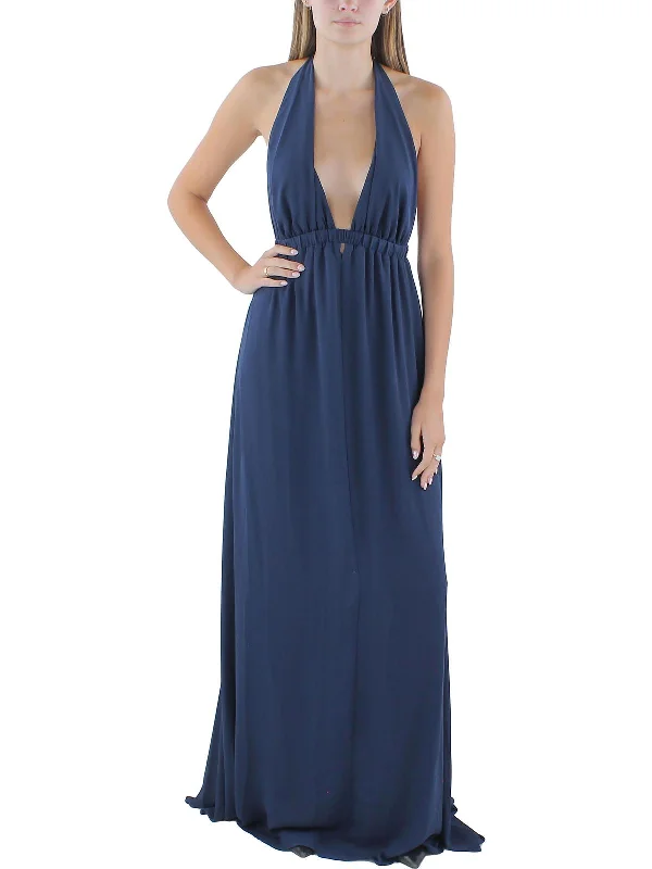 Womens Deep V Neck Long Halter Dress Holiday Special Offers