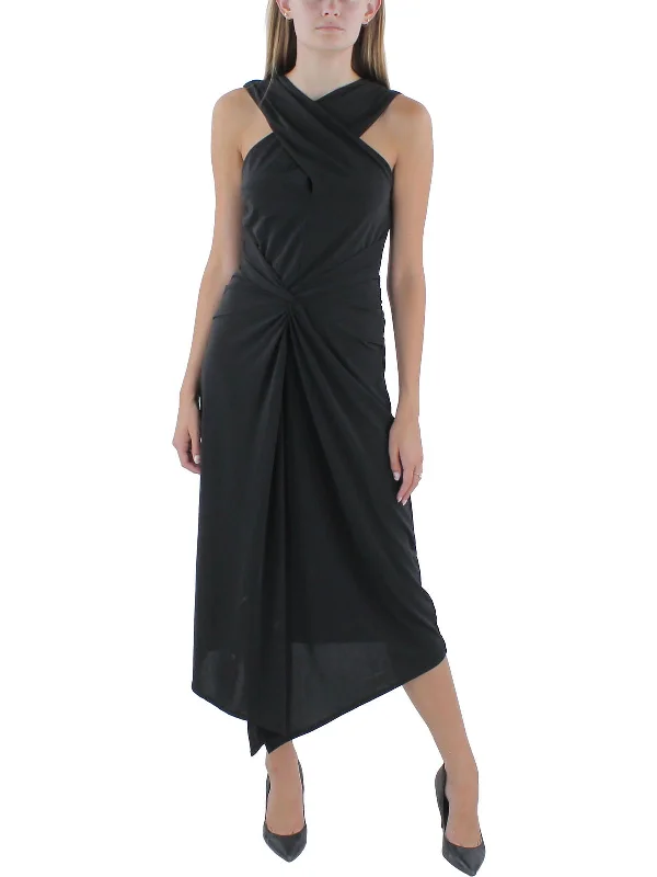 Womens Front Knot Midi Halter Dress Clothing Online