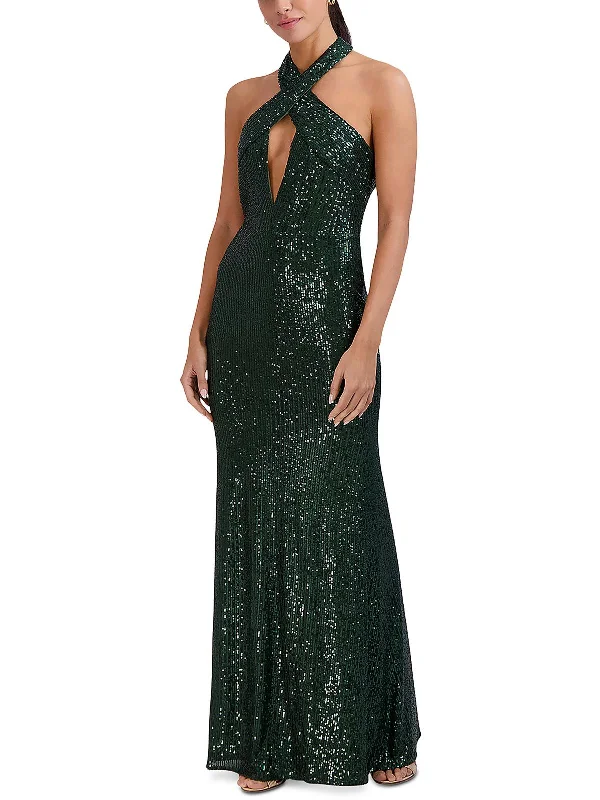 Womens Halter Sequined Evening Dress Exclusive Online Sale