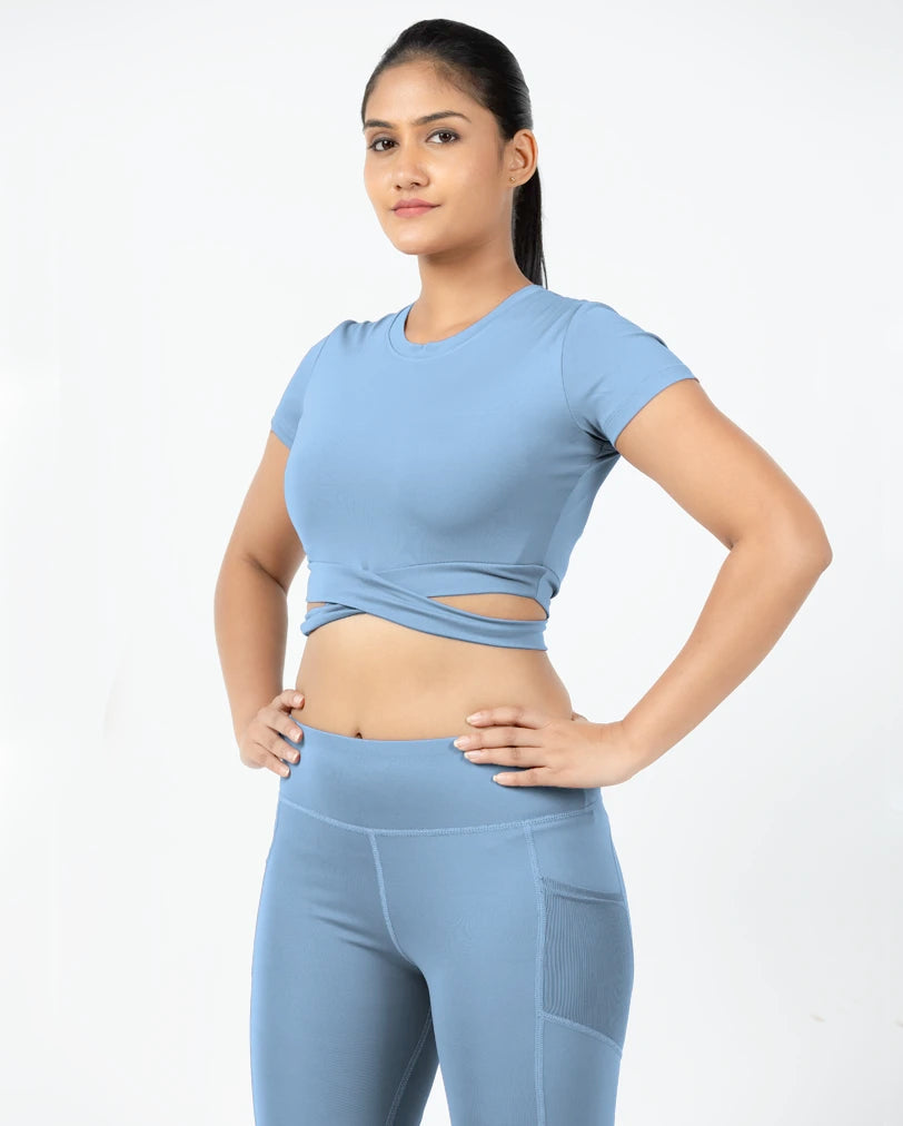 Active Peach Bliss Cross Crop Top Affordable Women's Clothing Sale Online