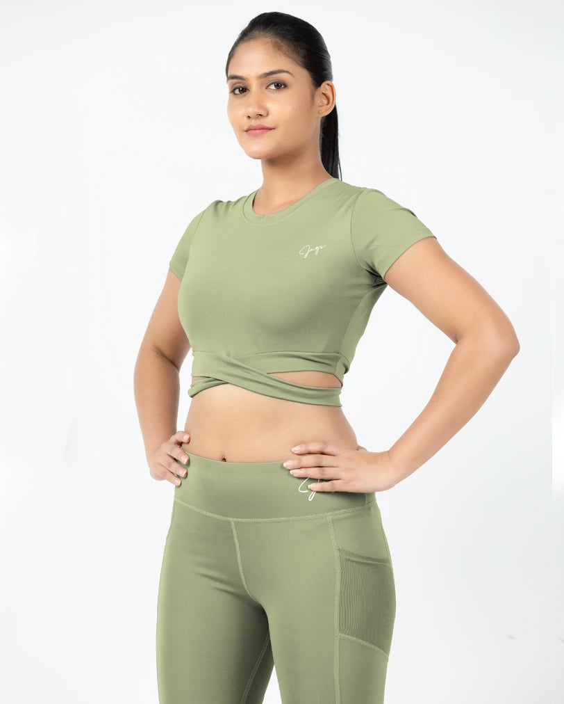 Active Peach Bliss Cross Crop Top Chic Women's Clothing for Work and Travel