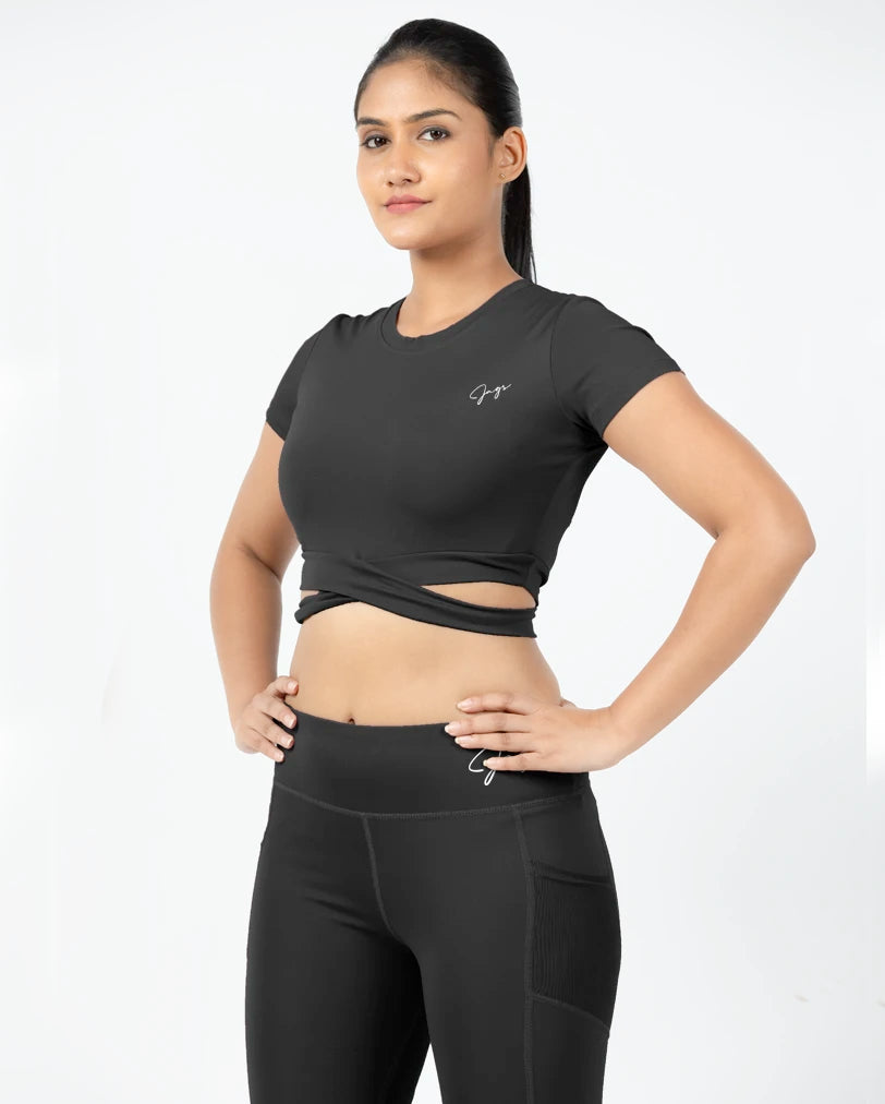 Active Peach Bliss Cross Crop Top Minimalist Women's Fashion Clothing